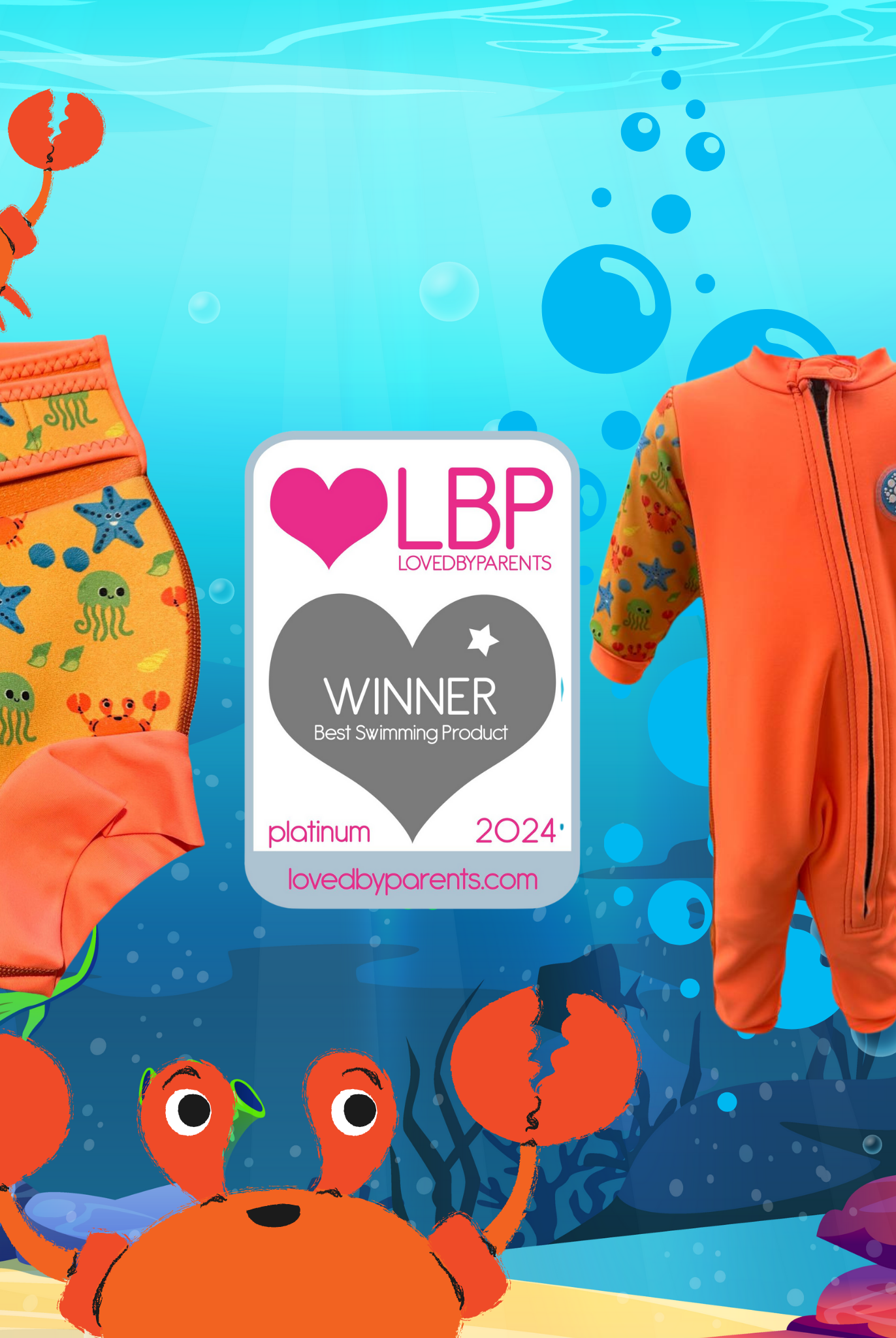 Bubble Tots Under the Sea Range Go Anywhere Swim Nappy Easy Zip Thermal Swimsuit