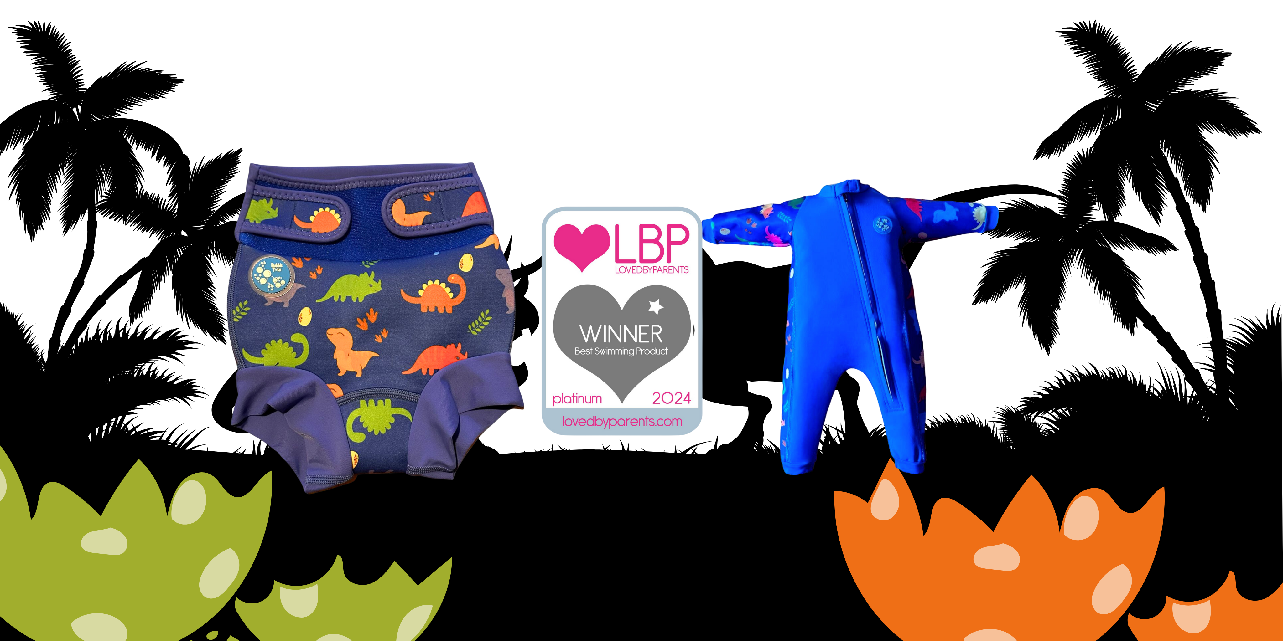 Bubble Tots Dinosaurs Range Go Anywhere Swim Nappy Easy Zip Thermal Swimsuit