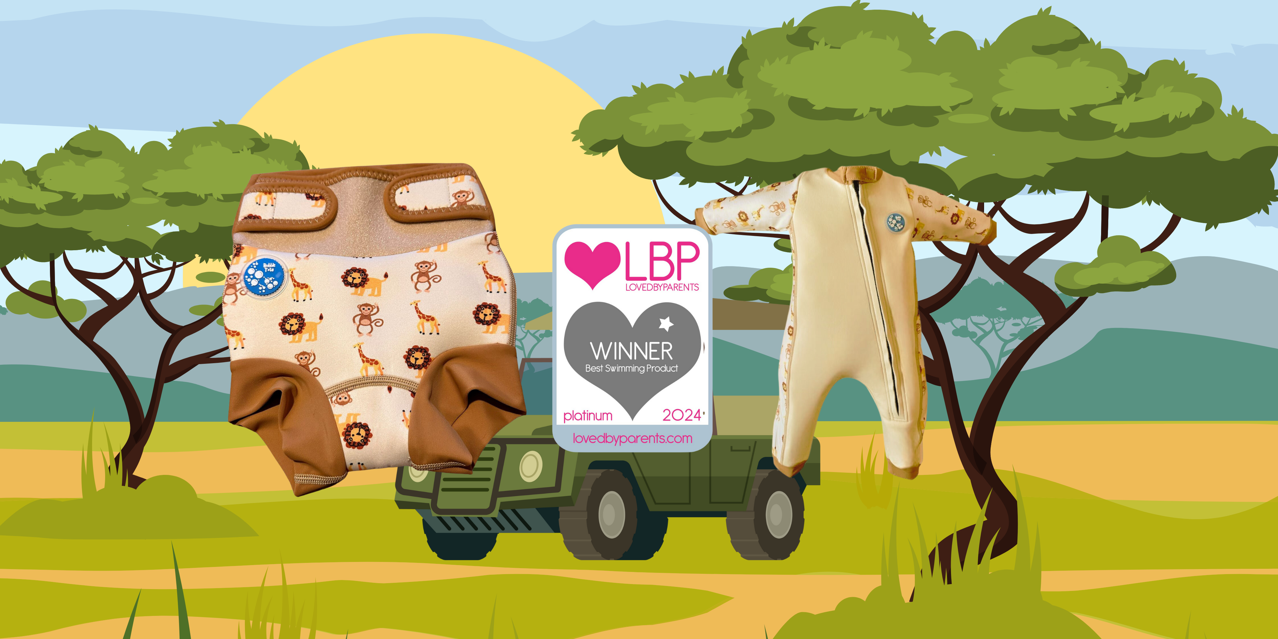 Bubble Tots Safari Range Go Anywhere Swim Nappy Easy Zip Thermal Swimsuit 